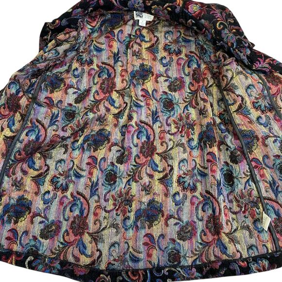 Habitat Sz M Floral Jacquard Tapestry Swing Coat Jacket Chunky Buttons Bohemian - Picture 14 of 16